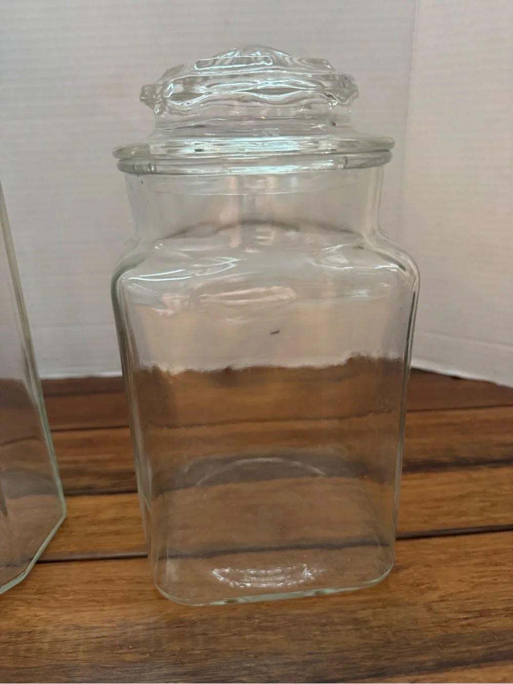 Vintage Set of 2 Glass Canisters with Lids